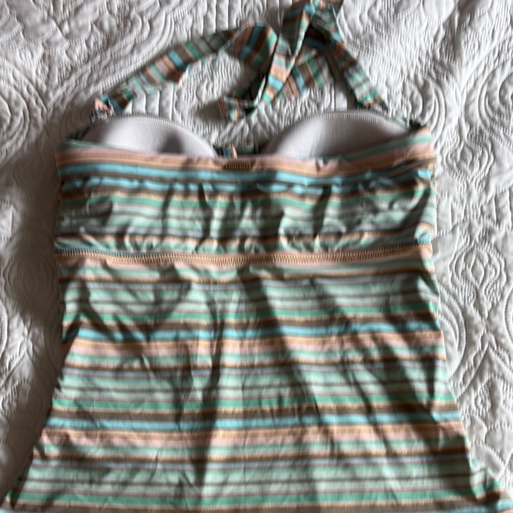 Lands' End Green and Pink Striped Tankini - Picture 9 of 11